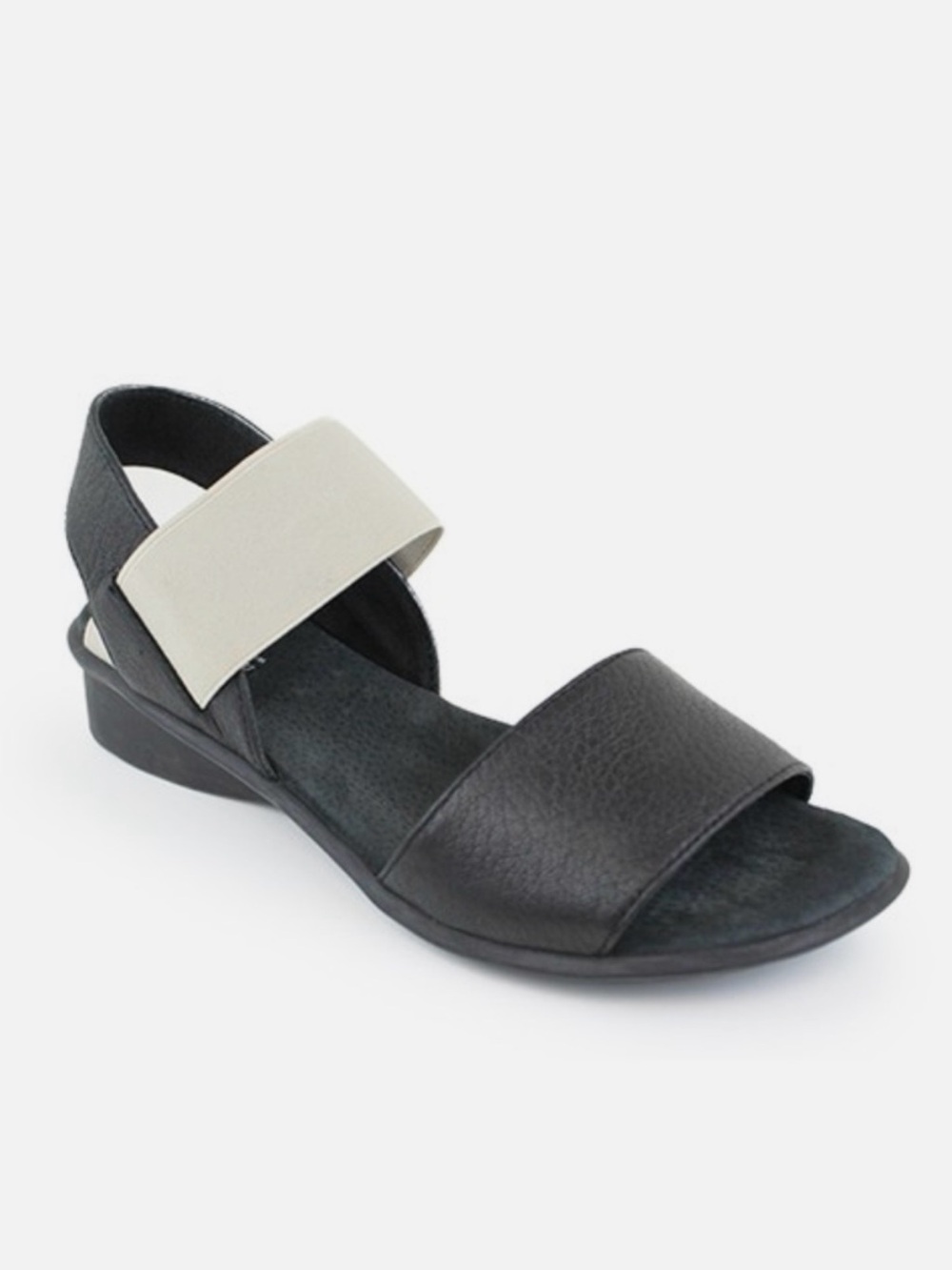 bernie mev. Two-Strap Comfort Sandal in Black and Cream